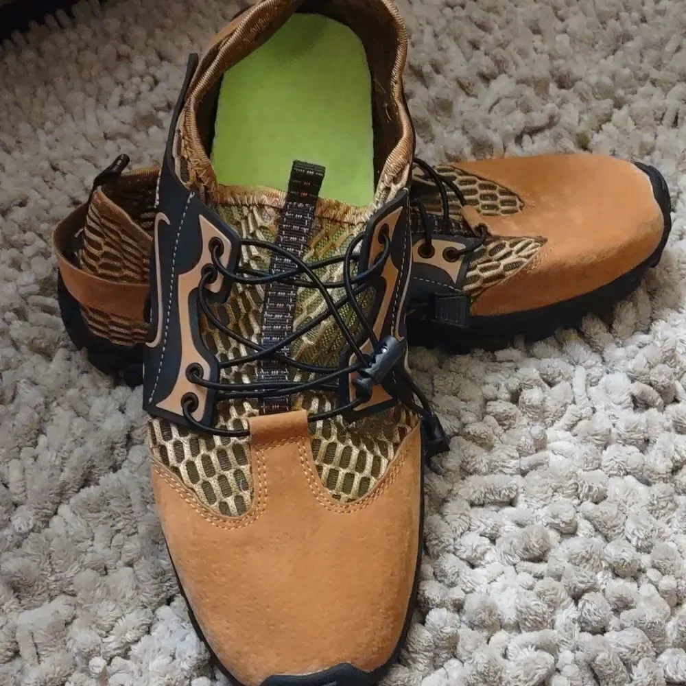 New Fashion EU size 44 Women's 12 Men's 11 orange suede vented water shoe adjust